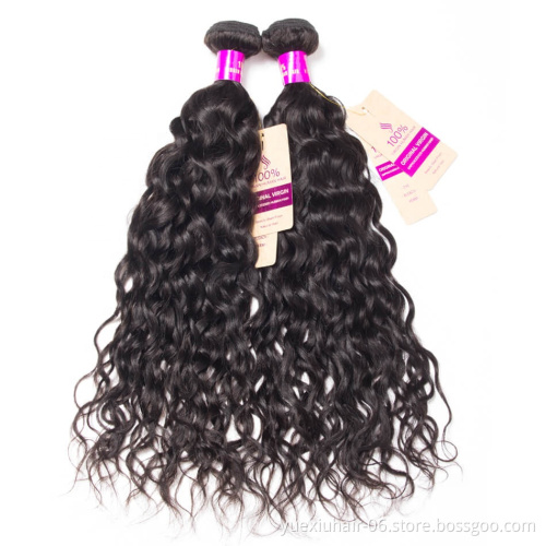 Thick Bottom Human Hair 10A Hair Weft, Water Wave 8-30 Inch Wet And Wavy Bundles With Closure
